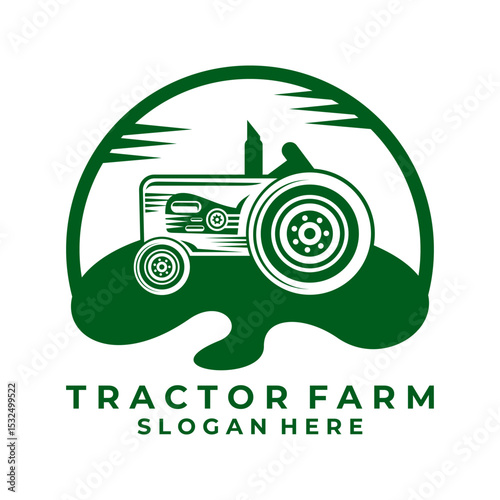 Simple Tractor vector logo design. Tractor logo design icon