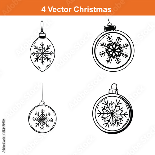 Christmas ornament flat icon,Christmas Decoration Icon on Black and White Vector Backgrounds