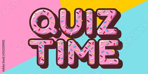 colorful letters word Quiz Time, Good for kids learning games, ideal for quiz game education.