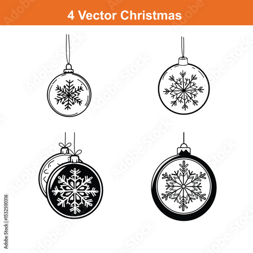 Christmas ornament flat icon,Christmas Decoration Icon on Black and White Vector Backgrounds
