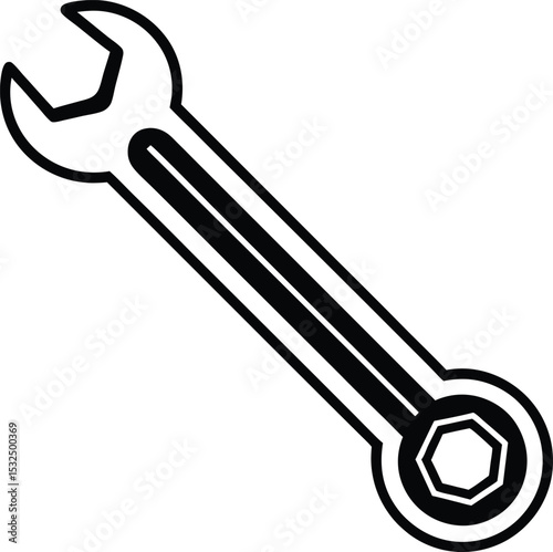Wrench – black silhouette on white background