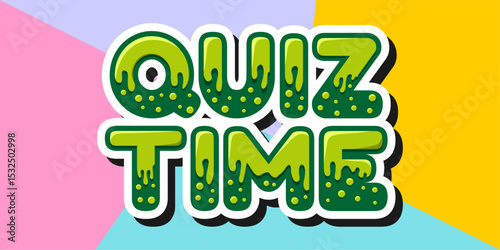 colorful letters word Quiz Time, Good for kids learning games, ideal for quiz game education.