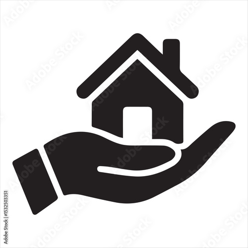 Hand Holding House Icon Real Estate Safety and Protection Concept