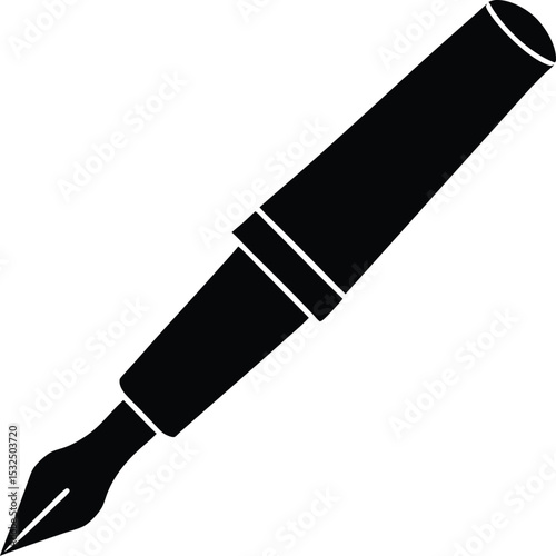 Writing pen – black silhouette on white background