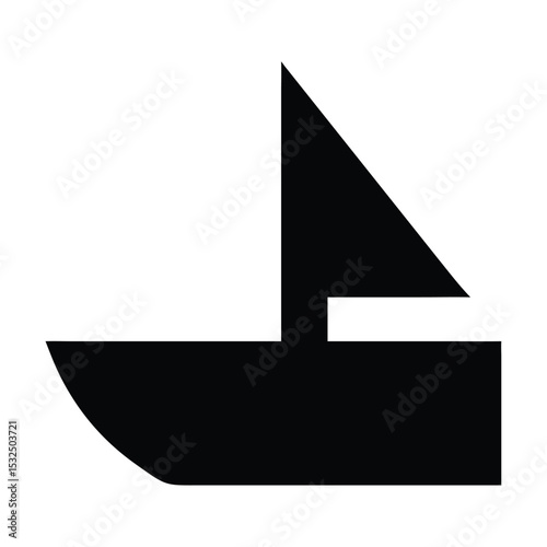 Yacht – black silhouette on white background