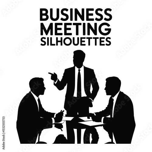 Black silhouette of business professionals in a meeting with presentation and attentive listeners