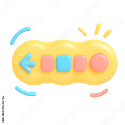 Interactive 3D Icon Button PNG for User Interface Design in Playful Digital Environment