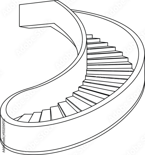 A spiral staircase design, a curved architectural element leading upwards