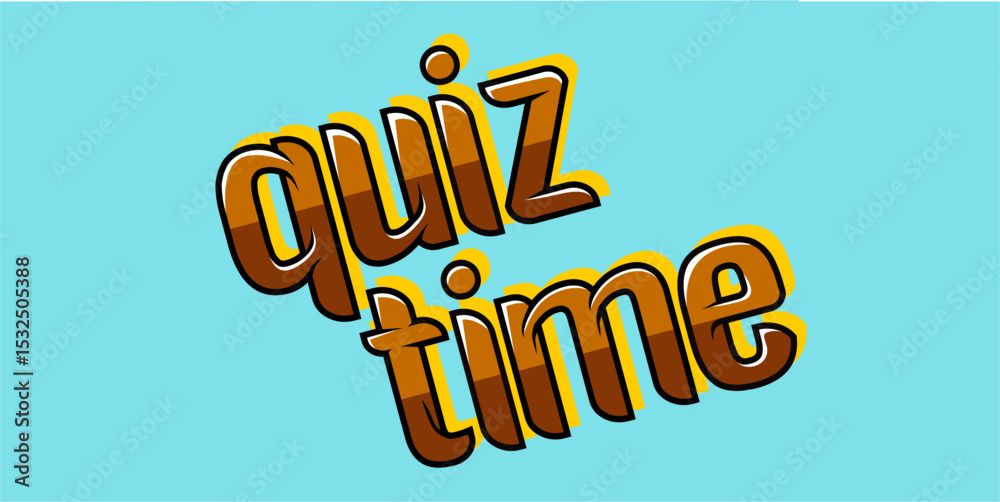 colorful letters word Quiz Time, Good for kids learning games, ideal for quiz game education.