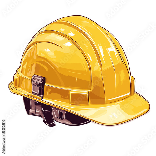 Construction helmet hardhat head gear protection. Yellow orange safety headwear hard hat vector isolated on white background