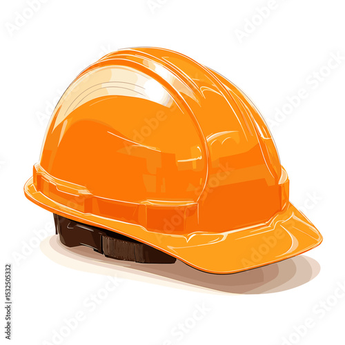 Construction helmet hardhat head gear protection. Yellow orange safety headwear hard hat vector isolated on white background