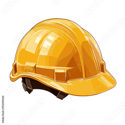 Construction helmet hardhat head gear protection. Yellow orange safety headwear hard hat vector isolated on white background