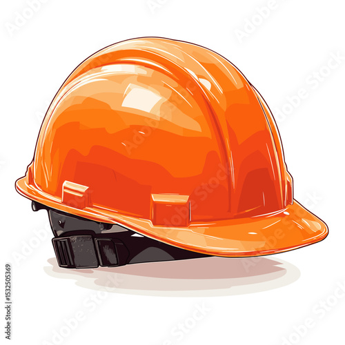 Construction helmet hardhat head gear protection. Yellow orange safety headwear hard hat vector isolated on white background