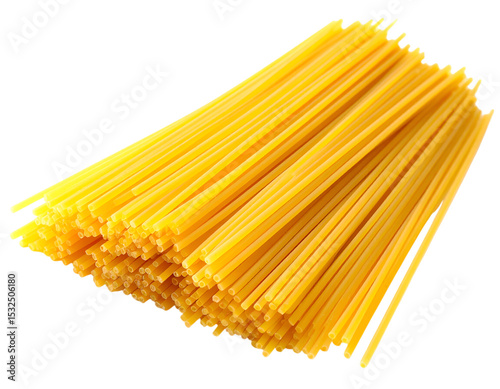 Spaghetti Pasta: A vibrant, close-up shot of uncooked spaghetti pasta, showcasing its golden hue, enticing texture, and ready to cook appeal.