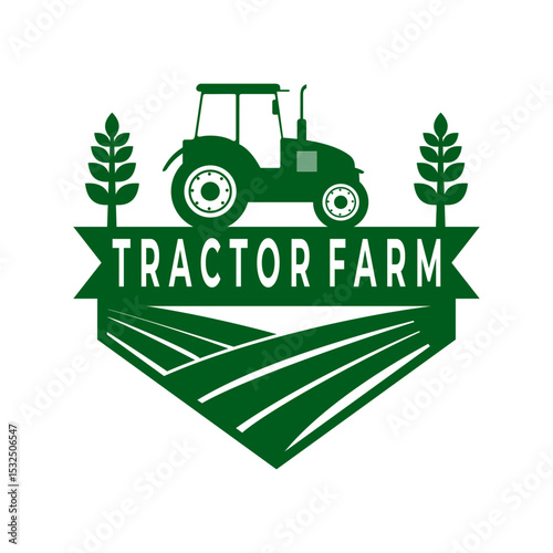 Tractor Farm logo design vector template. Farm Field logo design vector