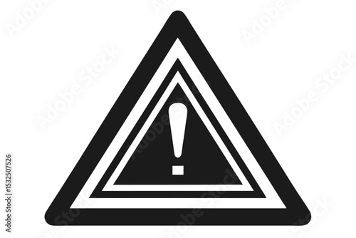Warning Sign Black Exclamation Point Inside Concentric Triangles Alerting Danger or Hazard Ahead