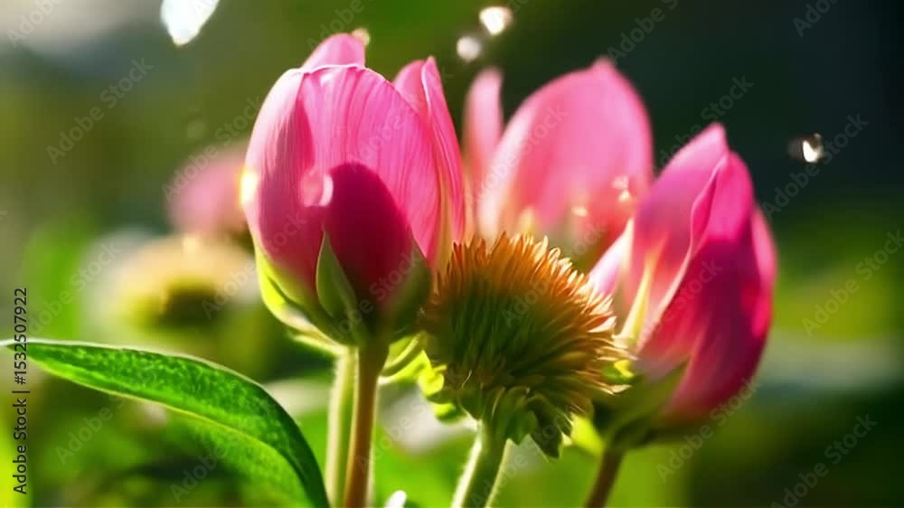 Blooming Flower Close-up with Soft Lighting and Pink Petals Blooming Flower Close-up with Soft Lighting and Pink Petals