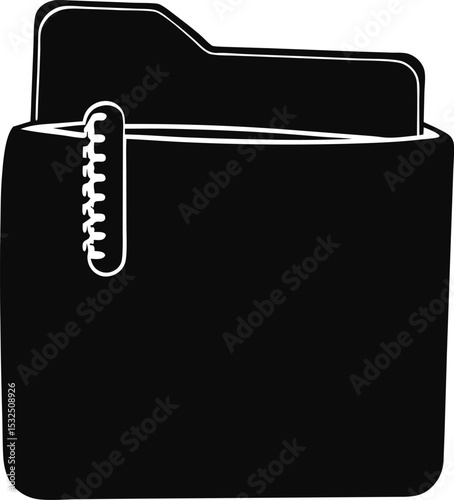 Zip folder – black silhouette on white background