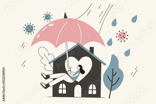 Stay home safe under umbrella protection from virus