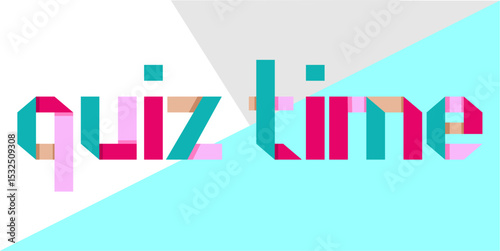 colorful letters word Quiz Time, Good for kids learning games, ideal for quiz game education.