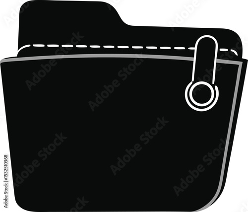 Zip folder – black silhouette on white background