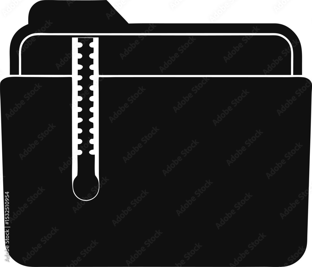 Zip folder – black silhouette on white background