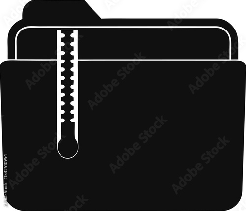 Zip folder – black silhouette on white background