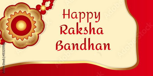 Indian festival Raksha Bandhan (Rakhi) vector illustration red background happy sacred bandages Rakhi protection brother sister sweets talisman amulet gold string ritual wish