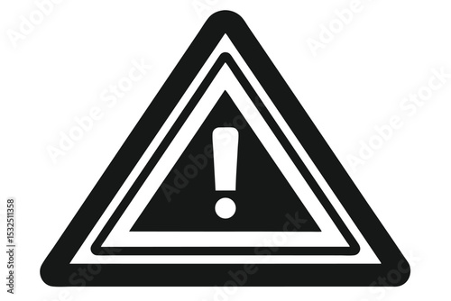 Black Triangle Warning Sign with Exclamation Point Symbol Indicating Alert or Hazard