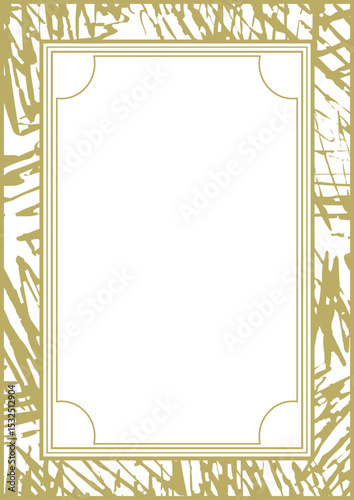 A4 golden frame with rough handwritten texture. Version 2. Vector illustration