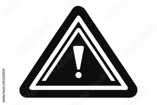 Black triangular warning sign with a prominent white exclamation mark inside the shape