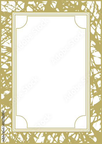 A4 golden frame with rough handwritten texture. Version 5. Vector illustration