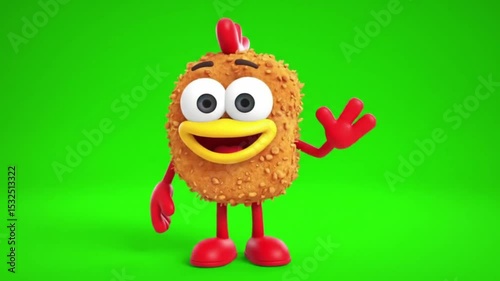Chicken nugget with a green screen backdrop perfect for digital insertion. Ideal for video editing, advertisements, or educational projects.