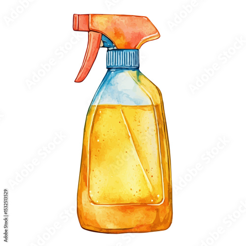 Bathroom Cleaner, watercolor vector, isolated on a white background.