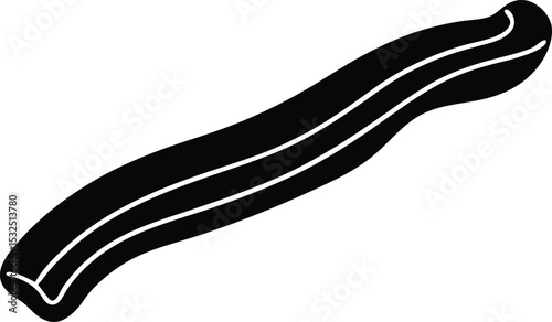 Bacon strip – black silhouette on white background
