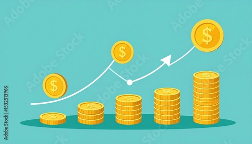 Financial Growth Chart With Gold Coins