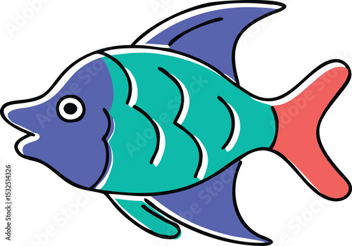Vibrant angelfish illustration on white background