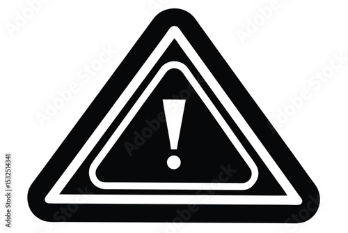 Simple Black and White Triangular Hazard Warning Sign With Exclamation Mark Illustration
