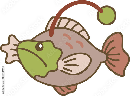 Detailed anglerfish illustration on white background