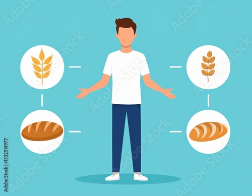 Man Comparing Wheat And Bread