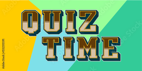 colorful letters word Quiz Time, Good for kids learning games, ideal for quiz game education.
