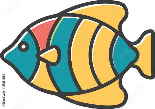 Blueface angelfish illustration on white background