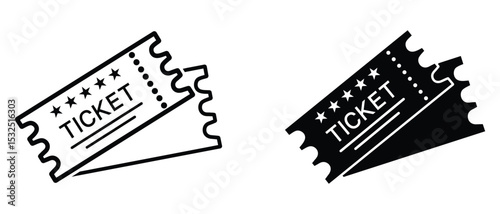 Ticket icon vector flat outline and silhouette isolated for graphic and web design. Raffle ticket symbol. Trendy flat outline ui sign design. ticket vector illustration.