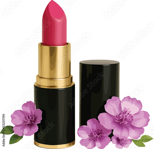 pink lipstick isolated on white