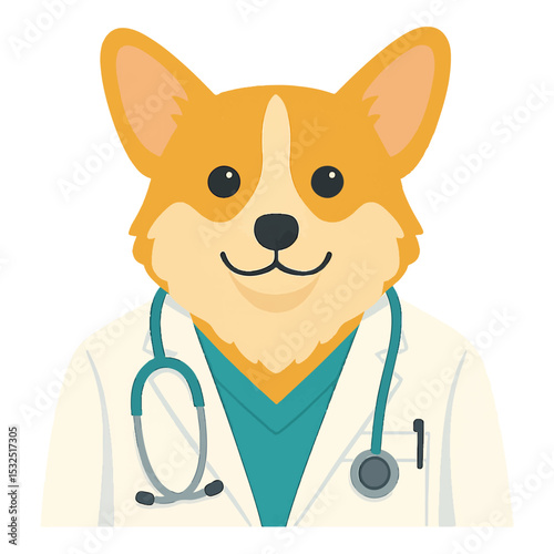 Corgi in a medical suit animal vector on a white background
Vector animal in a medical suit on a white background