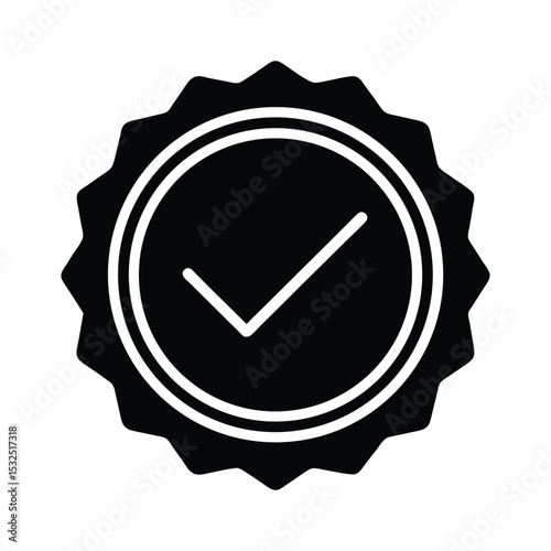 Checkmark Badge Icon Outline Vector Illustration