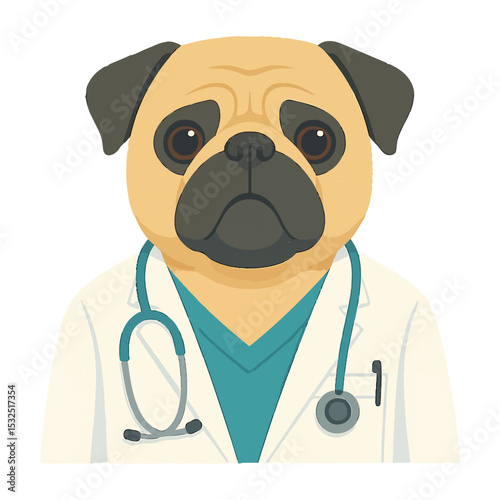 bulldog in a medical suit animal vector on a white background
Vector animal in a medical suit on a white background