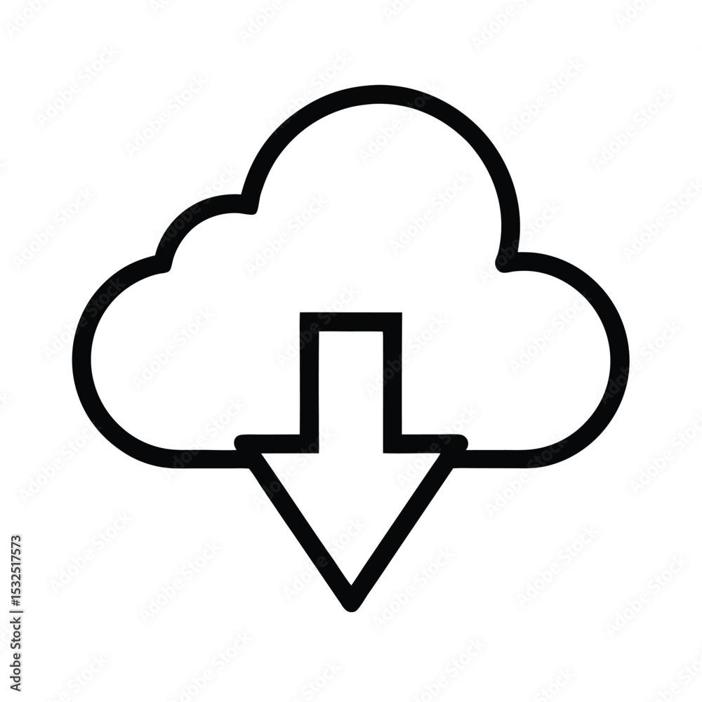 Cloud Download Icon Outline Vector Illustration Cloud Download Icon Outline Vector Illustration