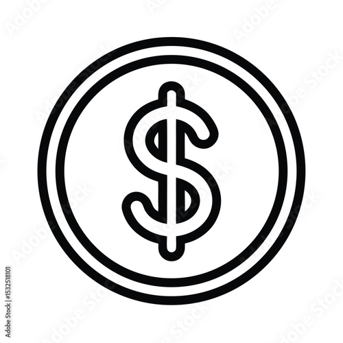 Dollar Sign Icon Outline Vector Illustration