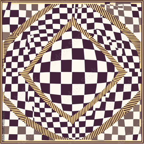 black and white checkerboard grid with squares creates a classic and contrasting pattern
